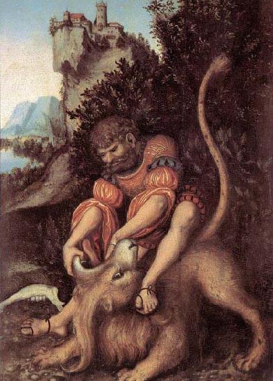 CRANACH, Lucas the Elder Samson's Fight with the Lion oil painting picture